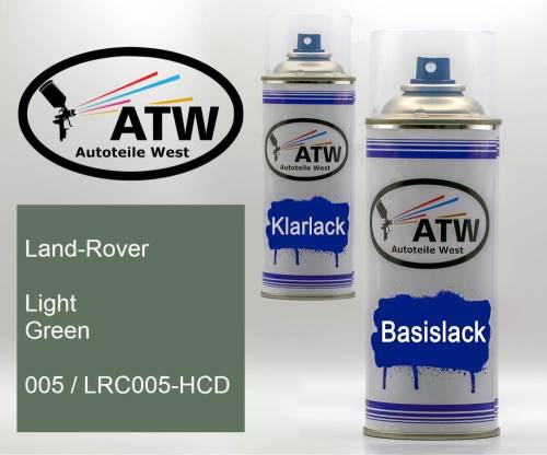 Land-Rover, Light Green, 005 / LRC005-HCD: 400ml Sprühdose + 400ml Klarlack - Set, von ATW Autoteile West.